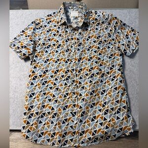 Denim & Flower Blue and Tan Patterned Shirt